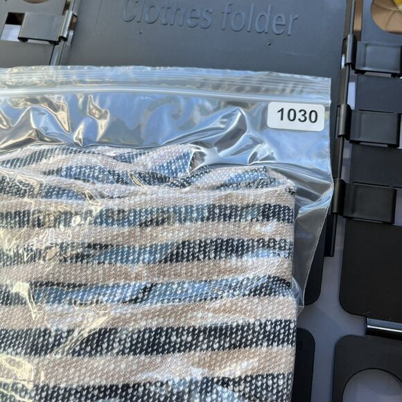 Soft Surroundings Womens Tunic Sweater Size L Striped Textured Black Tan Raw Hem - Picture 12 of 12